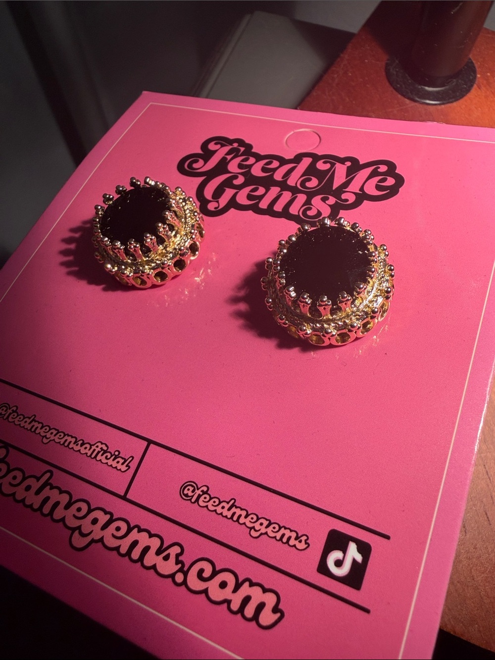 New Feed Me Gems Black Onyx Queen Studs - Picture 8 of 8